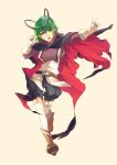  alternate_costume androgynous antennae belt cape garter_straps gloves green_eyes green_hair highres kamina_shades open_mouth short_hair simple_background solo thigh-highs thighhighs touhou tsukimoto_aoi wriggle_nightbug 