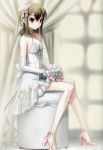  bouquet bridal_veil bride dress elbow_gloves flower gloves high_heels highres jpeg_artifacts kinoshita_hideyoshi li_(liras) shoes sitting trap veil wedding_dress 