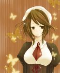  breasts brown_eyes brown_hair butterfly dress hat large_breasts maid shannon solo umineko_no_naku_koro_ni 