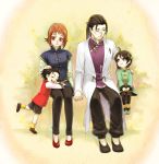  2girls angela_(harvest_moon) black_hair brown_eyes brown_hair chinese_clothes couple family glasses hal_(sakurajam) harvest_moon harvest_moon_animal_parade harvest_moon_tree_of_tranquility if_they_mated jin_(harvest_moon) long_hair multiple_boys multiple_girls ponytail short_hair smile 