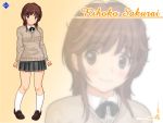  amagami blush brown_eyes brown_hair highres ryunnu sakurai_rihoko school_uniform skirt smile solo wallpaper zoom_layer 