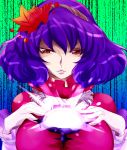 aku_(dejigiga) aku_(pixiv) breasts large_breasts purple_hair red_eyes solo touhou yasaka_kanako 