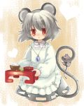 apron biyon grey_hair jewelry mouse mouse_ears mouse_tail nazrin pendant prehensile_tail red_eyes short_hair solo tail touhou