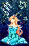  blonde_hair blue_eyes crown earrings hachimaru_(ediciusa) hair_over_one_eye jewelry kneeling long_hair nintendo rosalina star super_mario_bros. very_long_hair 