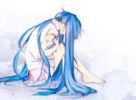  barefoot blue_hair feet flower hatsune_miku kudou_(90n) long_hair looking_down nail_polish sitting skirt twintails very_long_hair vocaloid 