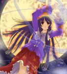  bow full_moon hime_cut houraisan_kaguya japanese_clothes long_hair moon night red_eyes solo star tamo_space touhou water 