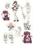  animal animal_ears ass bell boots breasts cat_ears chibi cleavage goggles green_eyes guitar gun helmet highres horns instrument jingle_bell legs long_hair multiple_girls pink_hair purple_hair short_hair sword thigh-highs thighhighs weapon yamashita_shun&#039;ya yamashita_shun'ya 