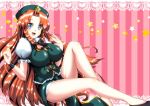  blue_eyes braid breasts china_dress chinese_clothes hat hebata hong_meiling large_breasts legs long_hair long_legs red_hair solo star thighs touhou twin_braids 