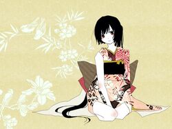  black_hair japanese_clothes kimono long_hair nagone_mako ponytail pug_(pixiv) utau 