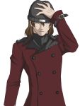  aragaki_shinjirou artist_request beanie brown_hair hat highres male persona persona_3 solo trench_coat trenchcoat 