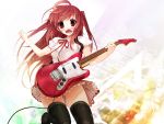  electric_guitar guitar highres instrument long_hair open_mouth original red_eyes red_hair scarlet_(studioscr) skindentation skirt solo thigh-highs thighhighs twintails 