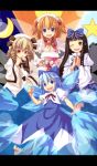  cirno crescent crescent_moon hair_bow hat highres letterboxed luna_child saemon saemon_(tonpura) star star_sapphire sunny_milk symbol-shaped_pupils touhou wings yousei_daisensou 