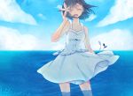  closed_eyes dress flower hair_flower hair_ornament idolmaster kikuchi_makoto shiguri short_hair submerged sundress 