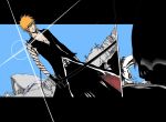  aizen_sousuke bleach chain kubo_tite kurosaki_ichigo orange_hair spoilers sword torn_clothes weapon 