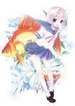  cat_ears fish flower legs miyoshino original school_uniform solo 