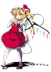  bow flandre_scarlet hat hebata nail_polish ponytail red_eyes sandals shadow short_hair side_ponytail solo touhou wings 