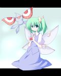  1girl crossover daiyousei green_eyes green_hair masquerain miyo_(miyomiyo01) poke_ball pokemon pokemon_(creature) side_ponytail smile touhou wings 
