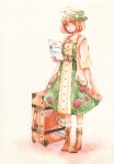  doily food_themed_clothes hat hat_request iinuma_chika luggage original solo suitcase topo_smarrita traditional_media watercolor_(medium) 