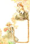  bouquet braid flower grimm's_fairy_tales head_wreath iinuma_chika ivy long_hair multiple_girls rapunzel rapunzel_(grimm) topo_smarrita traditional_media very_long_hair watercolor_(medium) 