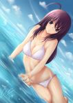  bikini black_eyes dutch_angle evan_yang highres long_hair original purple_hair solo submerged swimsuit water wet 