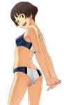  1girl bikini black_eyes black_hair gake_no_ue_no_ponyo ghibli hands jas looking_back risa_(ponyo) short_hair solo sports_bikini studio_ghibli swimsuit 