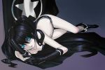  black_rock_shooter black_rock_shooter_(character) blue_eyes boots gloves long_hair lying on_side pale_skin sakamoto_mineji scar solo twintails 
