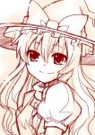  face hat kirisame_marisa long_hair monochrome portrait s_makoto side_braid sketch smile touhou witch_hat 