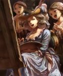  bad_id breasts cleavage dress fine_art_parody hat highres multiple_girls open_mouth original painting palette parody rococo sitting takeda_kanryuusai victorian 