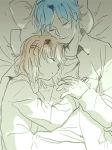  antenna_hair blue_hair brown_hair chiko_(beroro) clannad furukawa_nagisa holding_hands okazaki_tomoya sleeping 