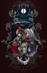  blazblue blonde_hair blue_eyes columbine crossover dress flower gothic gothic_fashion headband karakuri_circus moon nago rachel_alucard red_eyes ribbon rose rozen_maiden shinku short_twintails twintails umbrella violet_eyes 