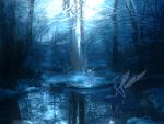  blue cirno daiyousei kurobuta kurobuta_(meregear) lake multiple_girls scenery snow touhou tree wings 