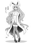  bespectacled bunny_ears glasses hands_in_pockets highres itou_yuuji labcoat legs long_hair monochrome pigeon-toed rabbit_ears reisen_udongein_inaba solo sweatdrop thigh-highs thighhighs touhou translation_request very_long_hair zettai_ryouiki 