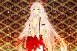  bow egawa_satsuki fujiwara_no_mokou hair_bow long_hair red_eyes silver_hair solo texture torn_clothes touhou 