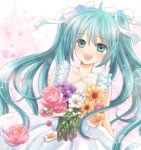  aqua_hair dress flower hatsune_miku maekawa_suu ribbon twintails vocaloid 