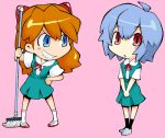  blue_eyes blue_hair chibi lowres neon_genesis_evangelion orange_hair red_eyes short_hair souryuu_asuka_langley tagro 