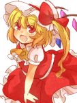  :d fang flandre_scarlet hat looking_up open_mouth red_eyes side_ponytail smile touhou zawameki 
