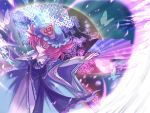 bow breasts butterfly cherry_blossoms closed_eyes fan frills goshoguruma hat hexagon highres japanese_clothes marionette_(excle) petals pink_hair saigyouji_yuyuko saigyouji_yuyuko's_fan_design shippou_(pattern) solo touhou 