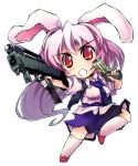  bunny_ears chibi dual_wielding gun handgun kuroneko1911a1 lavender_hair long_hair machine_pistol magpul_fmg_9 nanaroku_(fortress76) necktie pistol rabbit_ears red_eyes reisen_udongein_inaba socks solo springfield_xd submachine_gun touhou very_long_hair weapon 