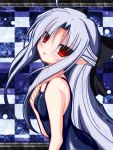 1girl bow hair_bow highres karasawa@ len long_hair melty_blood one-piece_swimsuit pointy_ears red_eyes silver_hair small_breasts solo swimsuit tsukihime very_long_hair 
