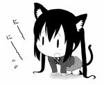  black_hair cat_ears cat_tail chibi k-on! katatsuka_kouji long_hair lowres monochrome nakano_azusa school_uniform skirt tail twintails |_| 