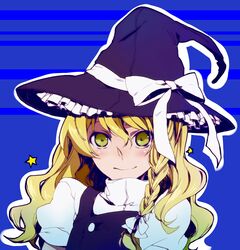  blonde_hair bow braid face hat highres kirisame_marisa long_hair star touhou witch_hat yellow_eyes yume_mizuumi 