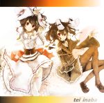  angel_wings animal_ears bare_shoulders bat_wings black_hair black_legwear black_thighhighs bow bra_strap bunny_ears carrot colored dress dual_persona hadurin_(zdmzy) highres inaba_tewi jewelry lying mary_janes multiple_girls necklace off_shoulder rabbit_ears red_eyes ribbon shoes short_hair sugiyuu thigh-highs thighhighs touhou white_legwear white_thighhighs wings 