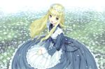  alice_(wonderland) alice_in_wonderland blonde_hair dress flower headdress highres long_hair long_sleeves open_mouth solo ueda_ryou 