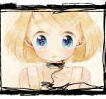  blonde_hair blue_eyes child face hair_ornament hairclip kagamine_rin machiba_riku portrait short_hair solo vocaloid 