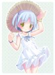  blue_hair bracelet dress hat highres jewelry pop short_hair skirt solo straw_hat young 