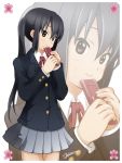  black_hair brown_eyes cellphone highres k-on! long_hair nakano_azusa phone school_uniform solo twintails zoom_layer 