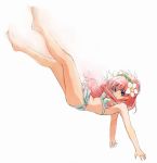  barefoot bikini blue_eyes falling feet flower galaxy_angel hair_flower hair_ornament hairband highres legs long_hair milfeulle_sakuraba nyama pink_hair sarong swimsuit 