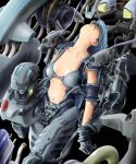  closed_eyes mecha navel niiyan original power_armor power_suit science_fiction sleeping solo 