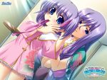  koihime_musou kouchuu mother_and_daughter mouth_hold purple_hair ribbon riri yatsuha_kanan 