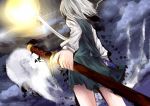  hairband katana konpaku_youmu konpaku_youmu_(ghost) metalwasabi short_hair silver_hair sword touhou weapon 